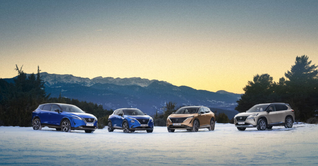 La gama crossover electrificada de Nissan conquista las cumbres nevadas de los Pirineos